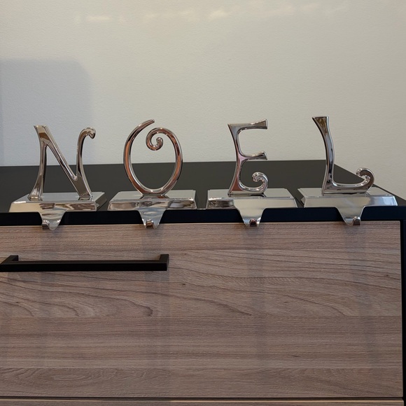Pottery Barn Silver Plated Noel Stocking Holders